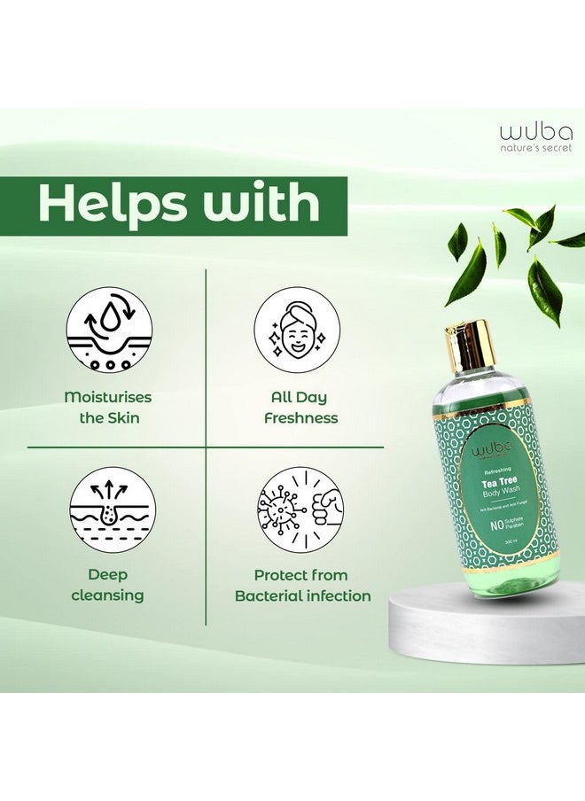 Tea Tree Body Wash For Men & Women | Anti-Fungal, Anti-Bacterial & Anti-Odour | Works On Blemished Skin | Sulphate & Paraben Free 300Ml