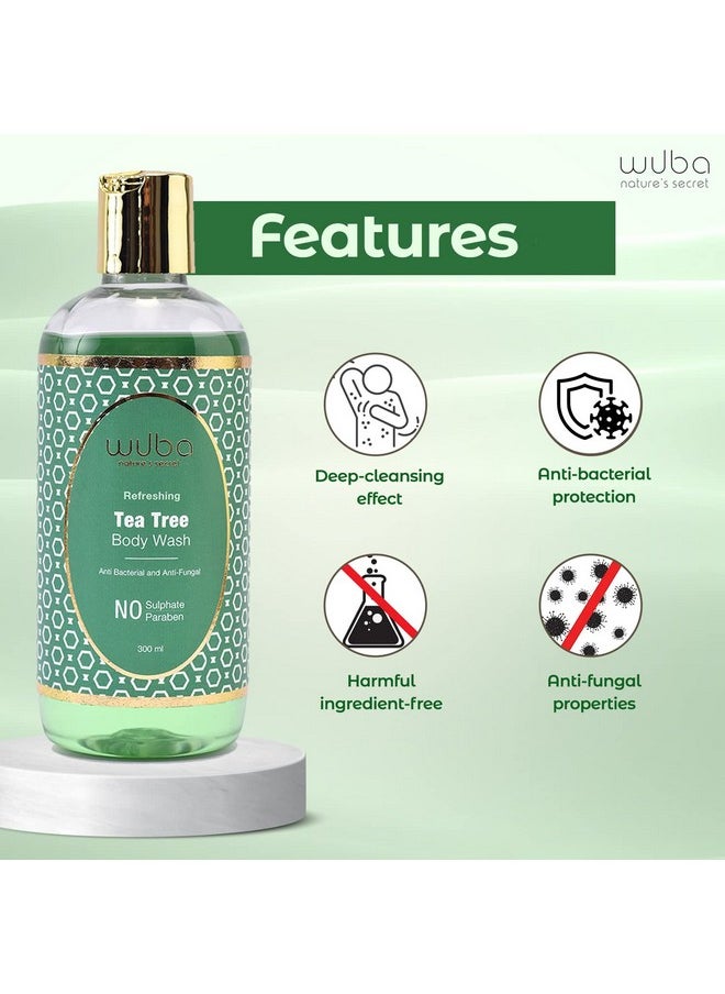 Tea Tree Body Wash For Men & Women | Anti-Fungal, Anti-Bacterial & Anti-Odour | Works On Blemished Skin | Sulphate & Paraben Free 300Ml