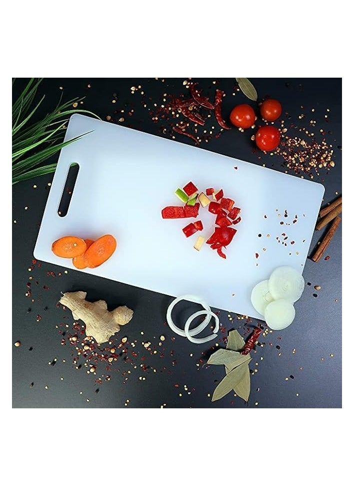 Plastic Chopping Board - Cutting Board with Non-Slip Base- Perfect for Fruits & Vegetables -Hanging Hole for Easy Storage - Multipurpose Dual Usage Kitchen Cutting Board.