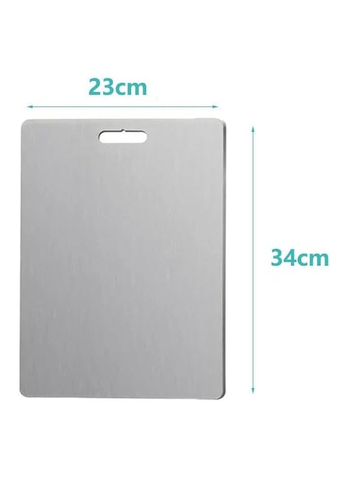 stainless steel cutting board, 304 stainless steel cutting board food grade cutting board, with handle for easy storage and use, kitchen fruits, vegetables and meat (23cm*34cm)