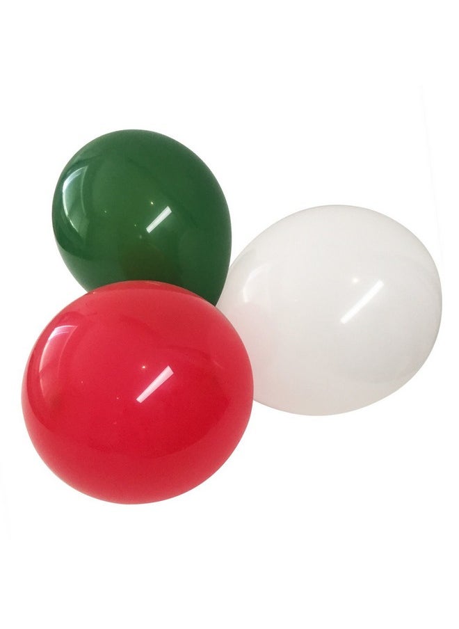 HK balloons® Xmas Decorations 100 pcs,12 Inches Party Green Red White Latex, with a Hand Held Air Inflator, Xmas Balloon (Red, White, Green, Pack of 2)