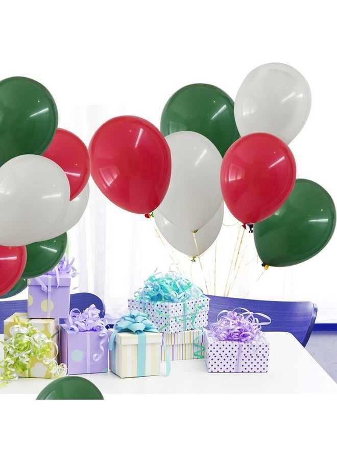 HK balloons® Xmas Decorations 100 pcs,12 Inches Party Green Red White Latex, with a Hand Held Air Inflator, Xmas Balloon (Red, White, Green, Pack of 2)