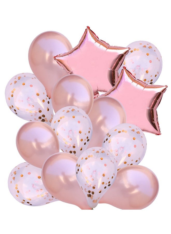 Toyshine Rose Gold Balloon Set of 20 Confetti and Latex Balloon Foil Reusable Party Favors Supplies for Wedding, Birthday Party and Decoration