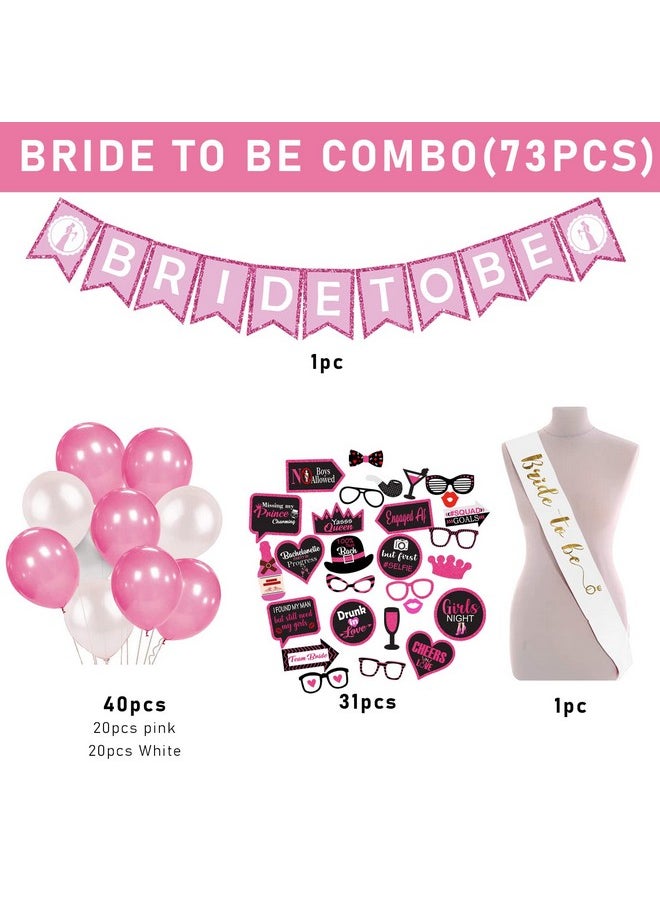 Party Propz Bride To Be Decoration Set Combo- 73Pcs Bachelorette Party Decorations | Bridal Shower Decorations Kit | Bride To Be Props | Bride To Be Sash | Bride To Be Banner | Bride To Be Accessories