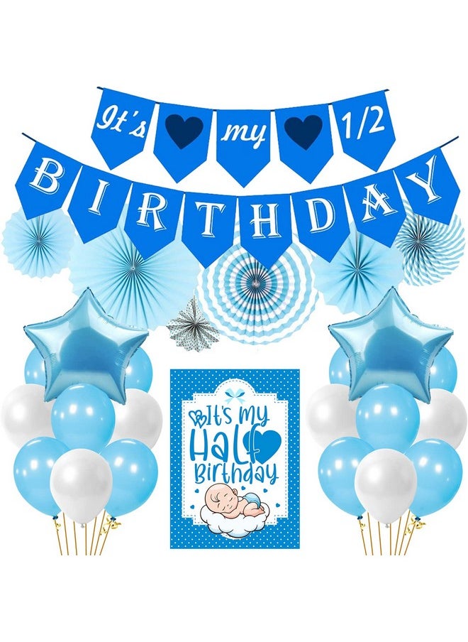 Party Propz It's My Half Birthday - Pack of 50 Pcs Half Birthday Decorations For Boys | 6 Months Decorations For Boys | Baby Boy Half Year Birthday Decorations | Half Birthday Decoration For Baby Boy