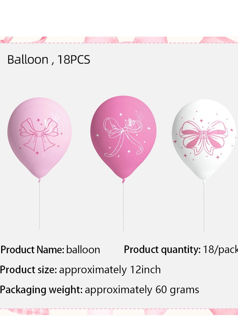 Pink bow balloon birthday party decoration 5 sets of 64 pieces