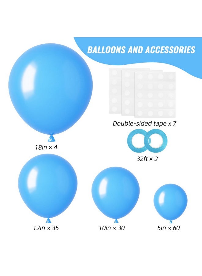 RUBFAC 129pcs Light Blue Balloons Different Sizes 18 12 10 5 Inch for Garland Arch, Blue Balloons for Birthday Gender Reveal Baby Shower Sky Blue Balloons Party Decoration