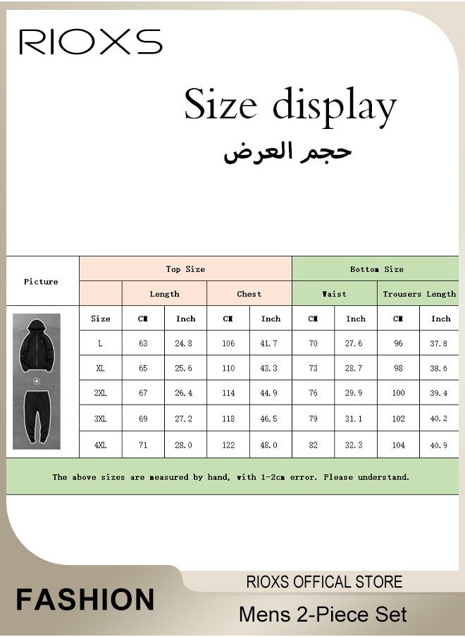 Men's 2-Piece Tracksuit Set with Hooded Jacket and Sweatpants, Comfortable Jogging Suits, Fashionable Athletic Full-Zip Sweat Suit, Made of Lightweight Stretch Material, Great for Indoor and Outdoor Activities
