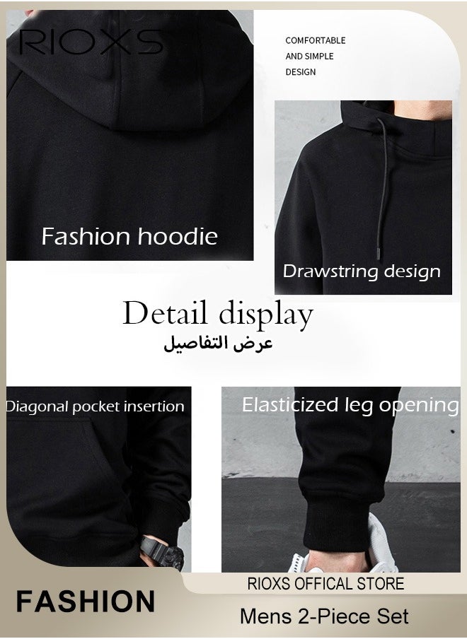 Men's 2-Piece Tracksuit Set with Hooded Jacket and Sweatpants, Comfortable Jogging Suits, Fashionable Athletic Full-Zip Sweat Suit, Made of Lightweight Stretch Material, Great for Indoor and Outdoor Activities