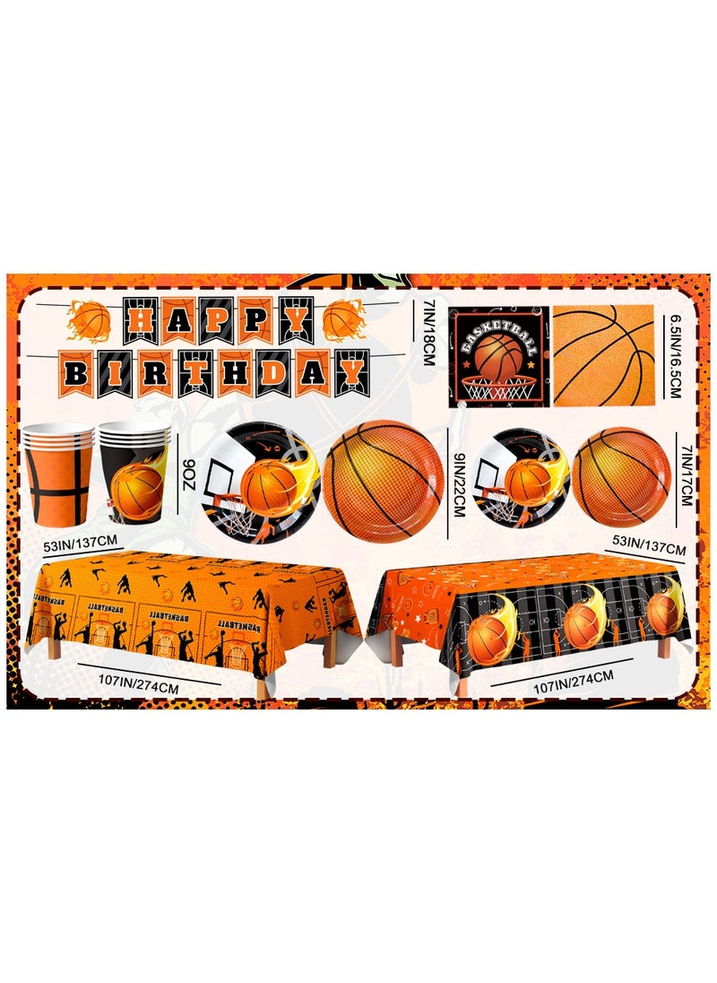 Basketball tableware, basketball party decorations, basketball white team tableware for 20 people