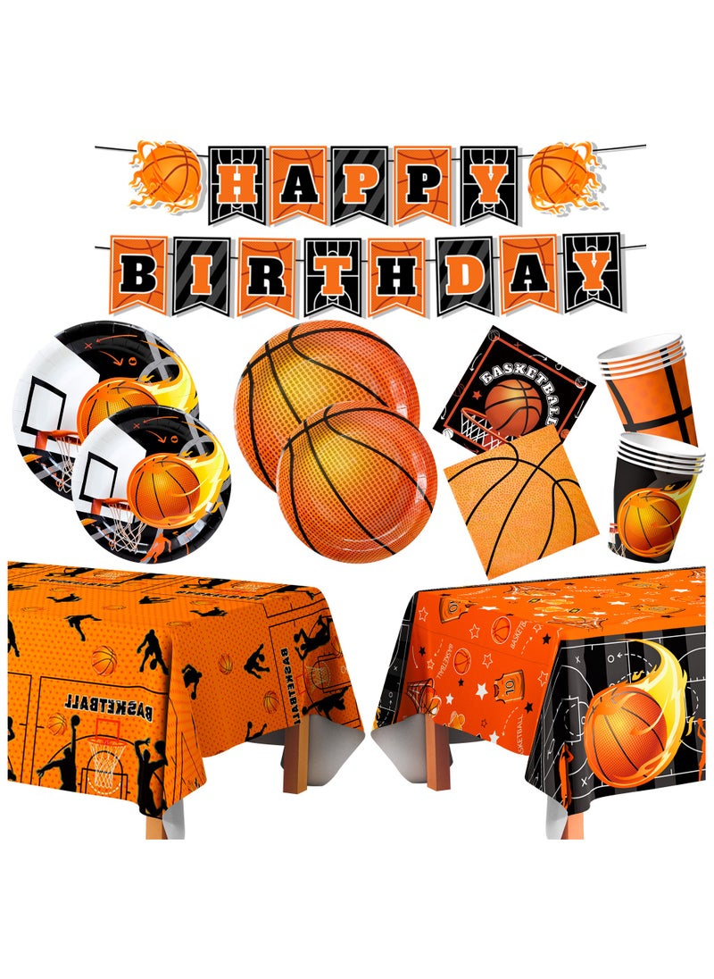 Basketball tableware, basketball party decorations, basketball white team tableware for 20 people