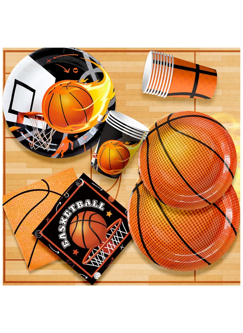 Basketball tableware, basketball party decorations, basketball white team tableware for 20 people