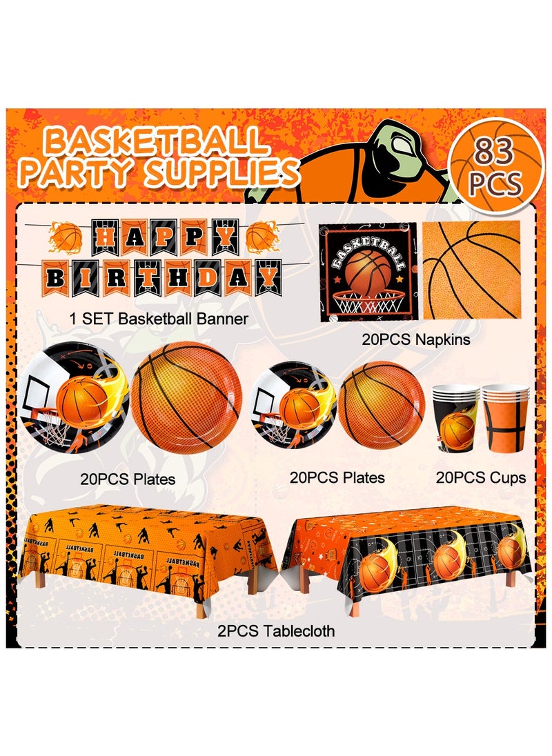 Basketball tableware, basketball party decorations, basketball white team tableware for 20 people