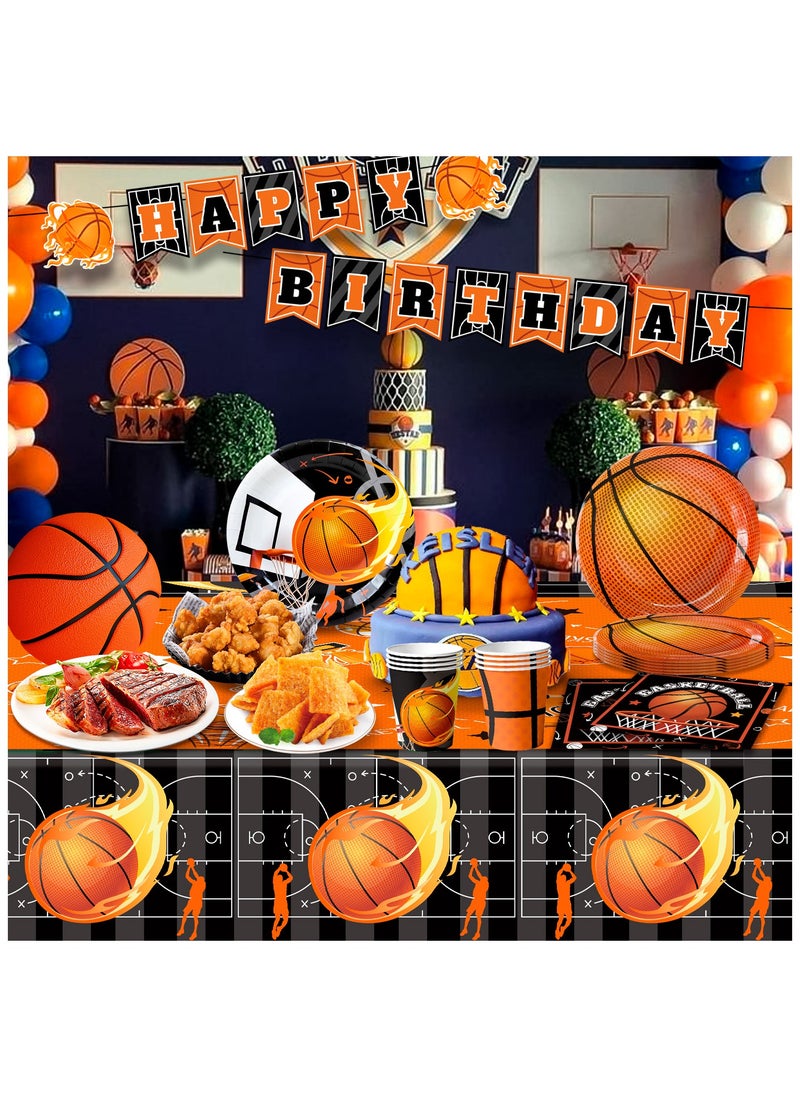 Basketball tableware, basketball party decorations, basketball white team tableware for 20 people