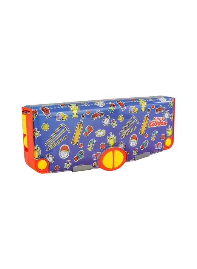 Smily Kiddos Plastic Multi Functional Pop Out Pencil Box For Kids Stationery For Children, Cricket Theme (Blue)