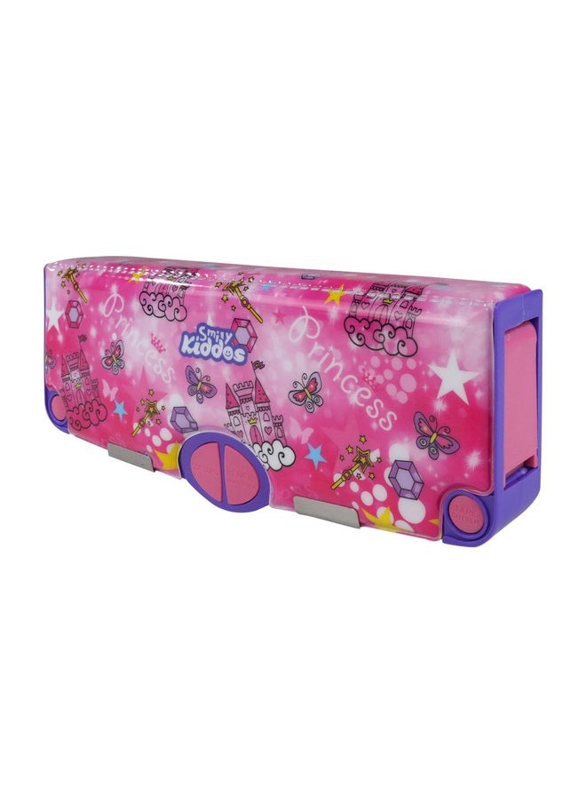 Smily Kiddos Multi Functional Pop Out Pencil Box for Kids Stationery for Children | 24.5 x 4 x 10cm | - Princess Theme - Pink