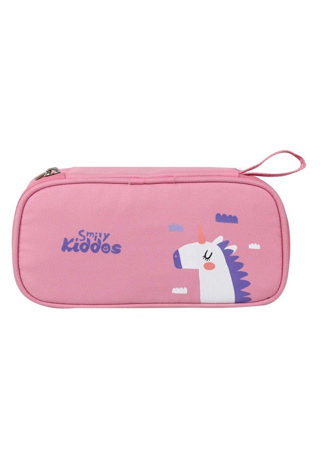 Smily Kiddos Polyester Zipper Pencil Pouch Unicorn (Light Pink)