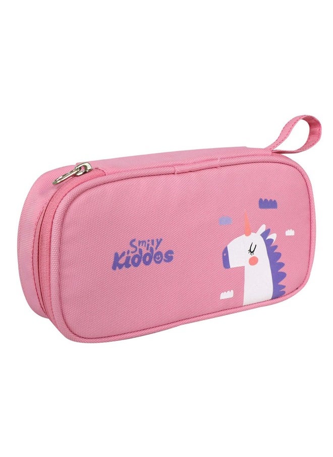 Smily Kiddos Polyester Zipper Pencil Pouch Unicorn (Light Pink)