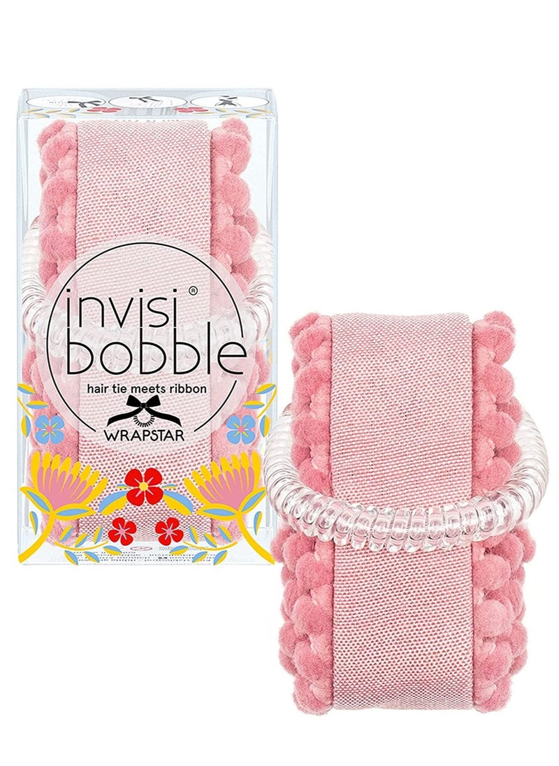 Invisibobble Wrapstar Ami and Co Hairband I 2 in 1 Hair Bow Pink with Original Slim Hair Tie for Girls and Women Limited Collection Flores and Bloom