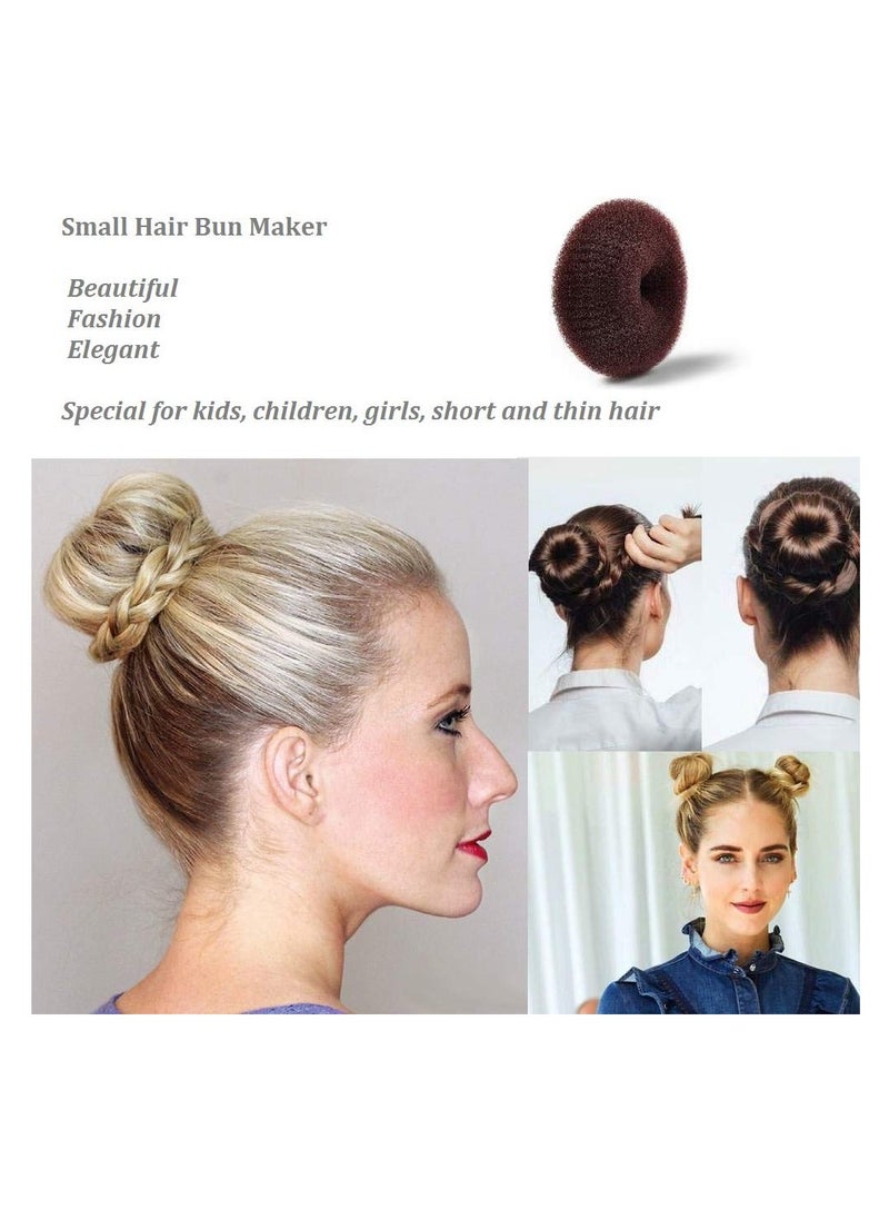 Extra Small Bun Makers for Kids, 6 PCS Chignon Donut Sock Forms for Girls, Mini Doughnut Shapers for Short and Thin Hair (2 Inch, Dark Brown)