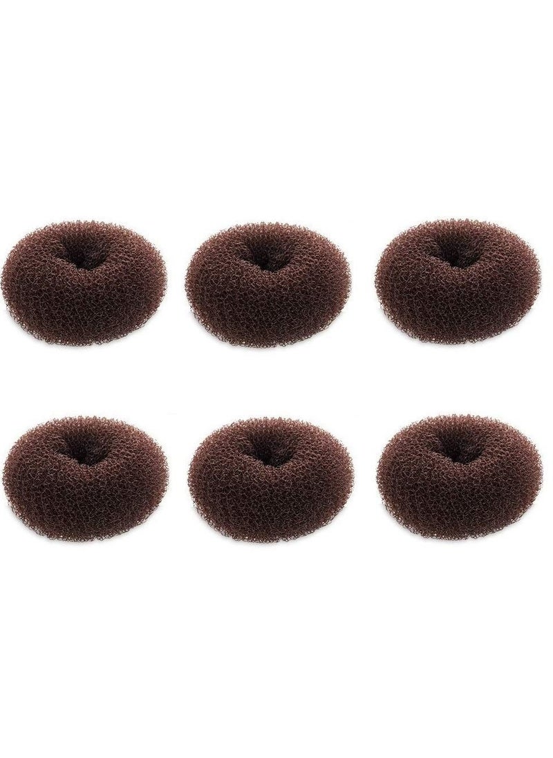 Extra Small Bun Makers for Kids, 6 PCS Chignon Donut Sock Forms for Girls, Mini Doughnut Shapers for Short and Thin Hair (2 Inch, Dark Brown)