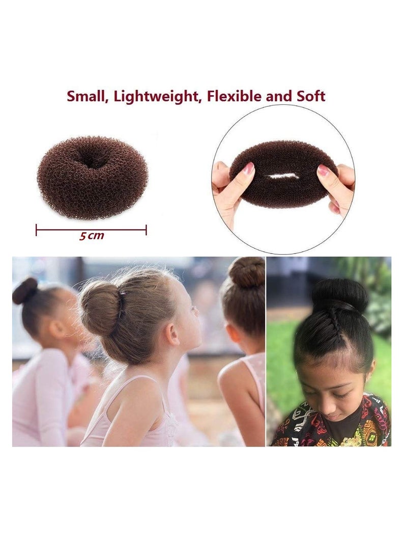 Extra Small Bun Makers for Kids, 6 PCS Chignon Donut Sock Forms for Girls, Mini Doughnut Shapers for Short and Thin Hair (2 Inch, Dark Brown)