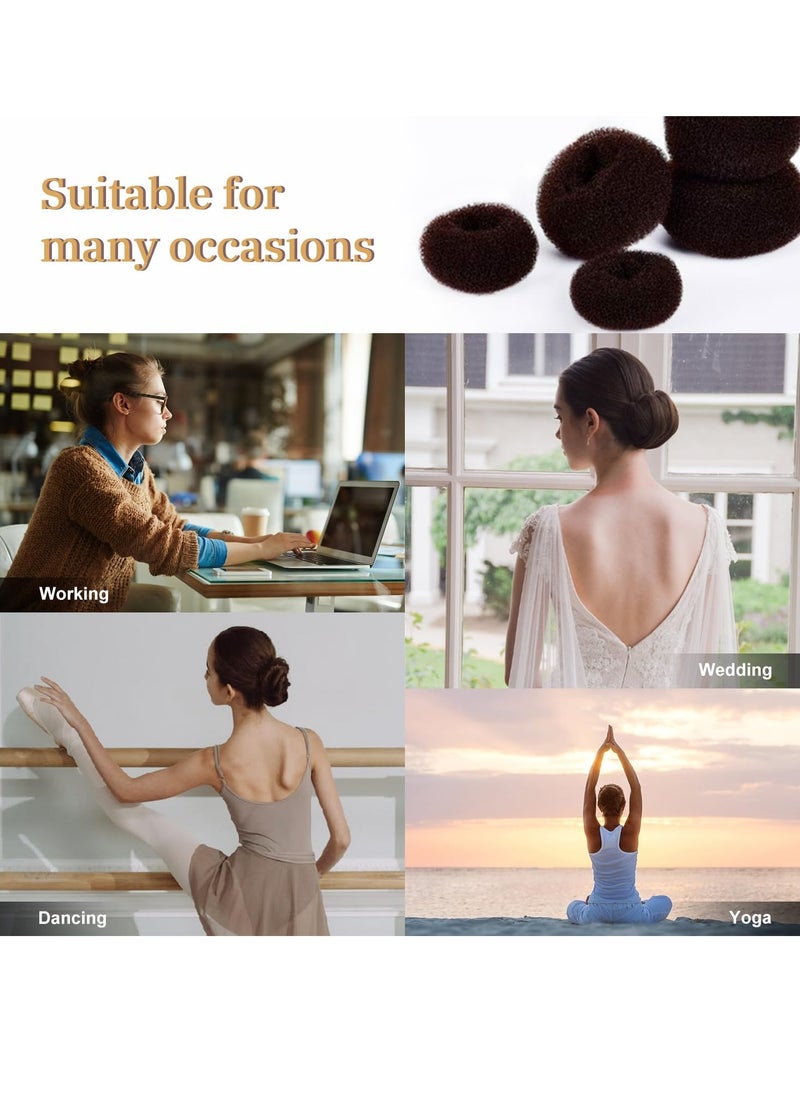 TsMADDTs Hair Bun Maker - Accessories Kit with 7pcs Donut Bun Makers, 5pcs Elastic Bands, 20pcs Hair Pins - Dark Brown