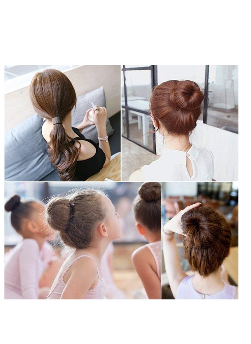TsMADDTs Hair Bun Maker - Accessories Kit with 7pcs Donut Bun Makers, 5pcs Elastic Bands, 20pcs Hair Pins - Dark Brown