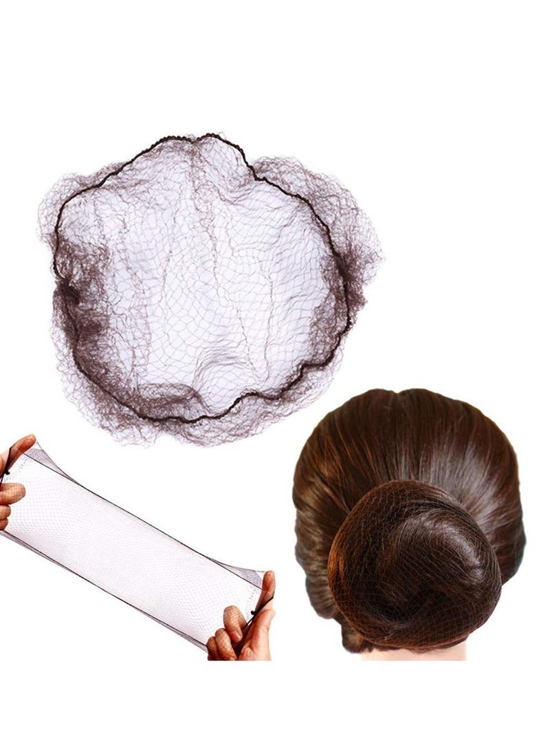 50 Pcs Hair Net 20 Inch Invisible Elastic Mesh Wig Hairnet for Bun Hair Making Food Service Workes (Bulk Packing,Dark Brown)