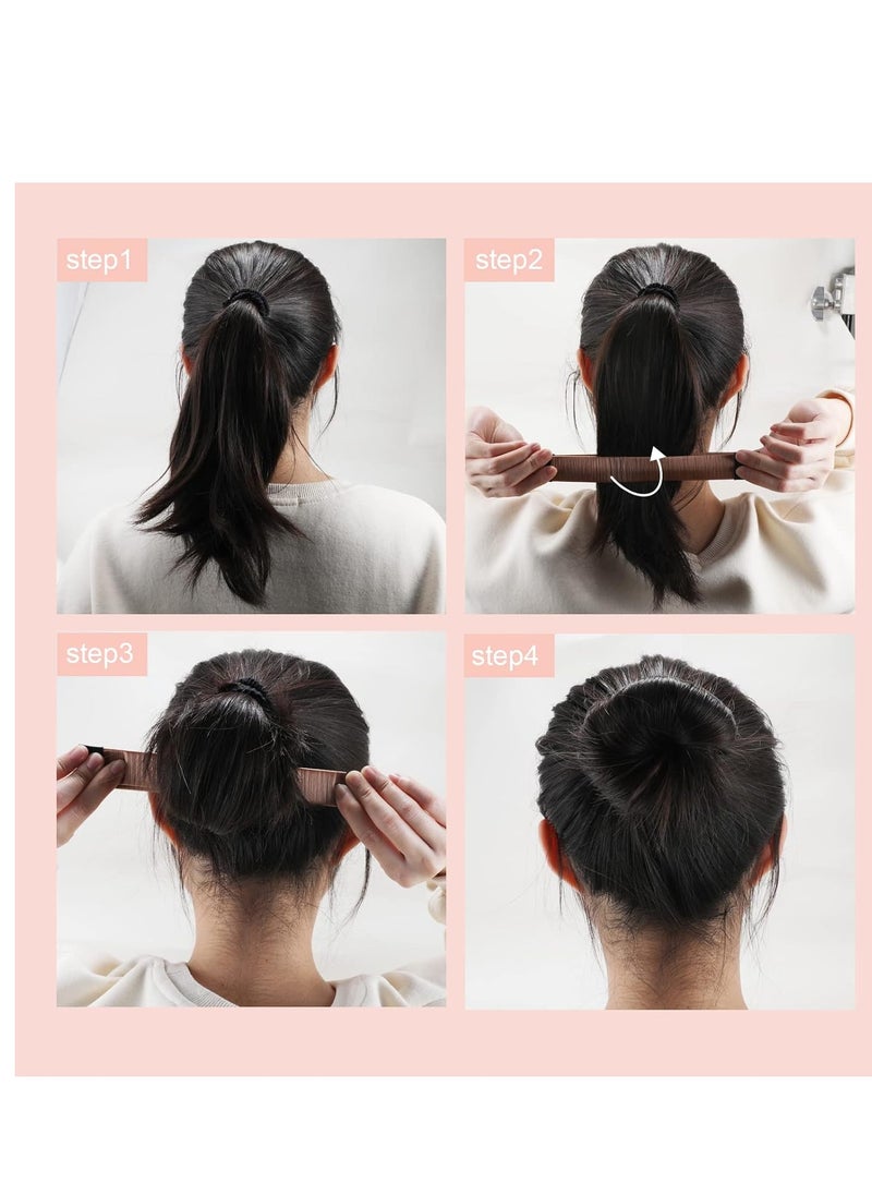 Boobeen 4 Piece Hair Bun Maker for Women DIY Girls - French Twist Snap Roll Tool for Long Hairstyles