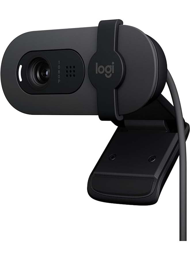 Brio 100 Full HD Webcam for Meetings and Streaming, Auto-Light Balance, Built-In Mic, Privacy Shutter, USB-A, for Microsoft Teams, Google Meet, Zoom and More Graphite