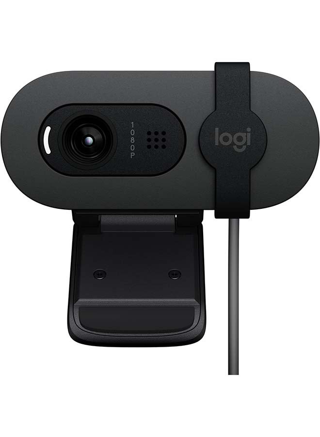 Brio 100 Full HD Webcam for Meetings and Streaming, Auto-Light Balance, Built-In Mic, Privacy Shutter, USB-A, for Microsoft Teams, Google Meet, Zoom and More Graphite