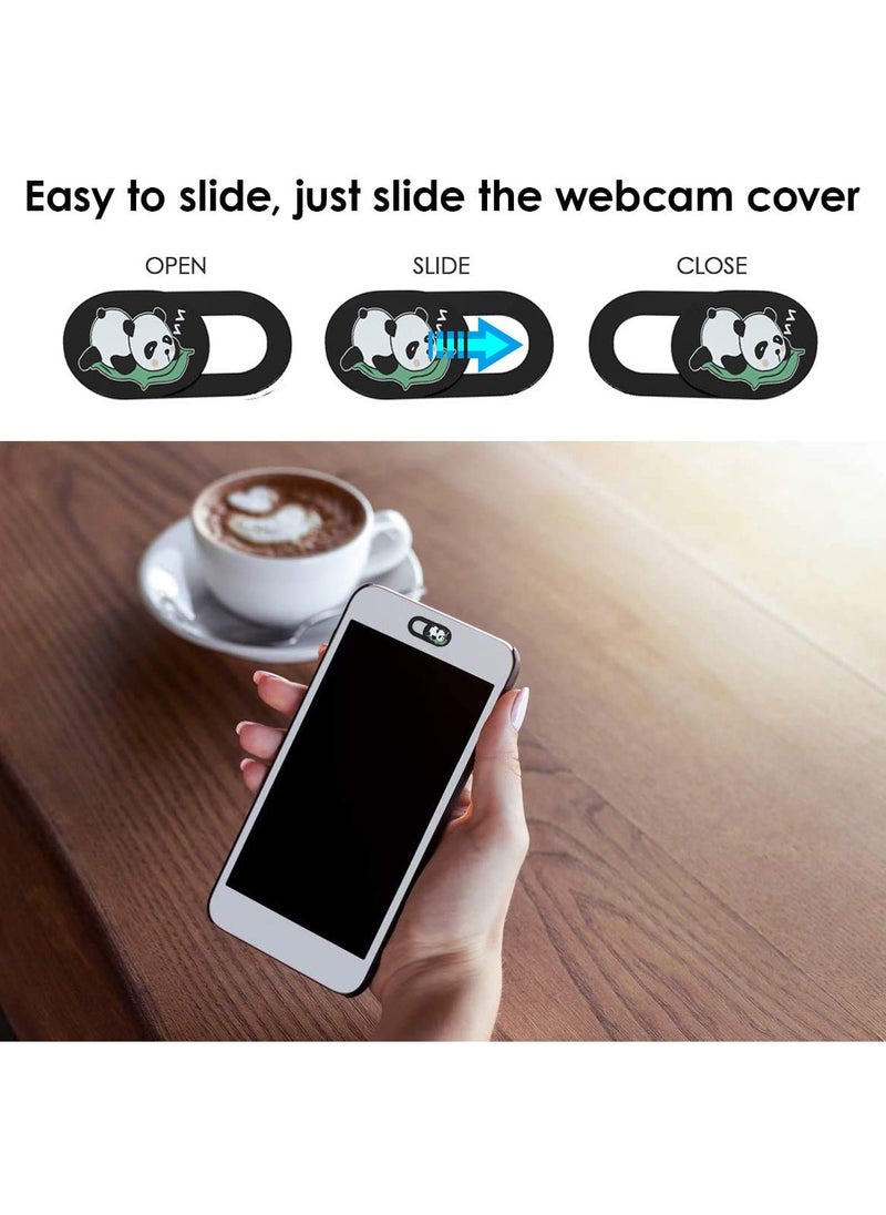 Webcam Cover Slide Cute Pattern Web Camera Cover 0.02-Inch Ultra-Thin Fits for Laptop MacBook Pro iMac Air Computer Smartphones Tablets Protect Your Privacy and Security (Panda-3Pack)