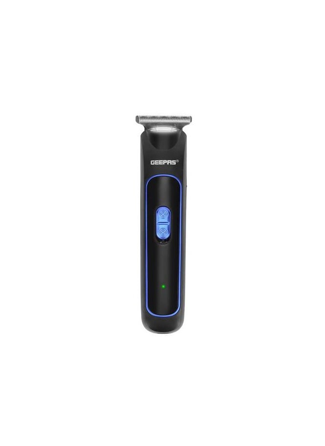 GTR8676 Rechargeable Beard Trimmer 3W - Grooming Kit with Comfortable Grip With Stainless Steel Precision Cutting Blade Black/Blue