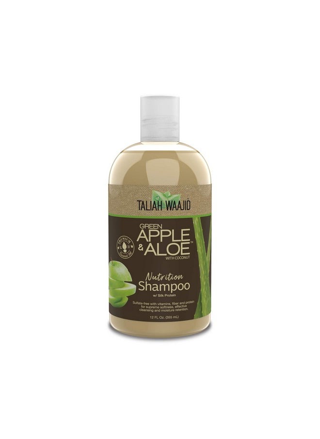 Green Apple & Aloe Nutrition Shampoo With Coconut | Curl Moisturizer Vitamins, Fiber, And Protein Formula | Softer, Smoother Hair Cleansing For Thick Curly Hair -12Oz (T112)