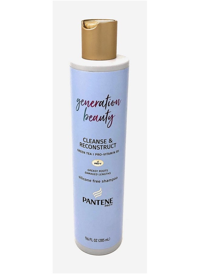 Pantene Pro-V Generation Beauty Cleanse & Reconstruct Silicone Free Shampoo with Green Tea for Greasy Roots and Damaged Lengths, 9.6 OZ