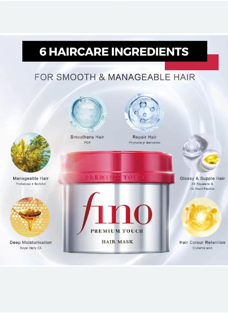 Shiseido Fino Premium Touch Moist Shampoo, Conditioner & Hair Mask Set – Complete Deep Moisturizing and Repair Bundle for Dry, Damaged Hair, with Keratin-Enriched Nourishing Treatment