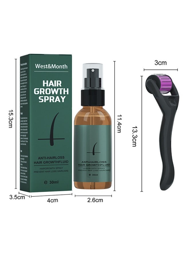 Hair Growth Spray,Beard Growth Spray Set for Men Nourishing Moisturizing Moustache Growth Enhancer Anti Hair Loss Care Serum with Beard Roller 30ml