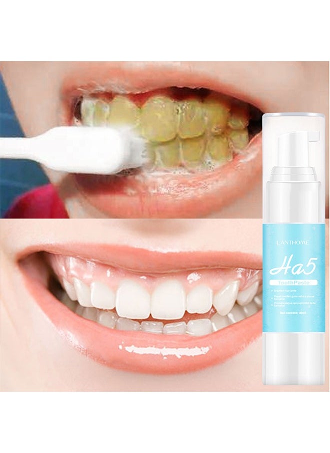 Ha5 Toothpaste，Teeth Whitening Toothpaste, HA5 Hyaluronic Acid Gum Foam Repair Toothpaste, Strong Stain Remover Toothpaste, Toothpaste for Sensitive Teeth, Repair Teeth and Improve Oral Hygiene (Blue-Repair)