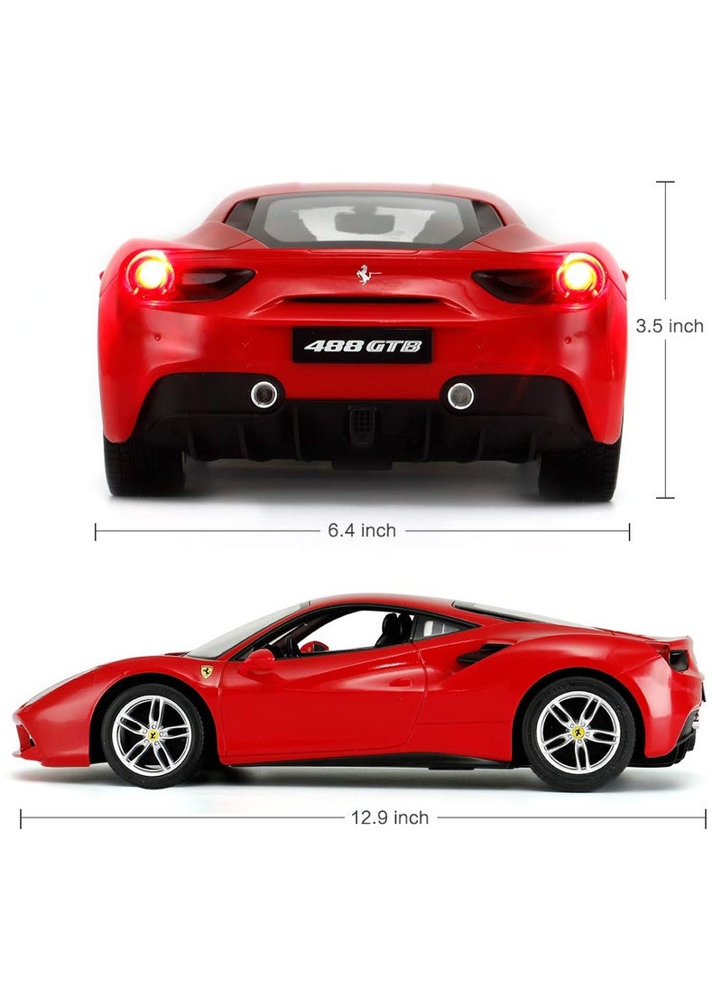 Ferrari 488 GTB Model, 1/14 Scale Ferrari Remote Control Car for Boys 8-12 - RED