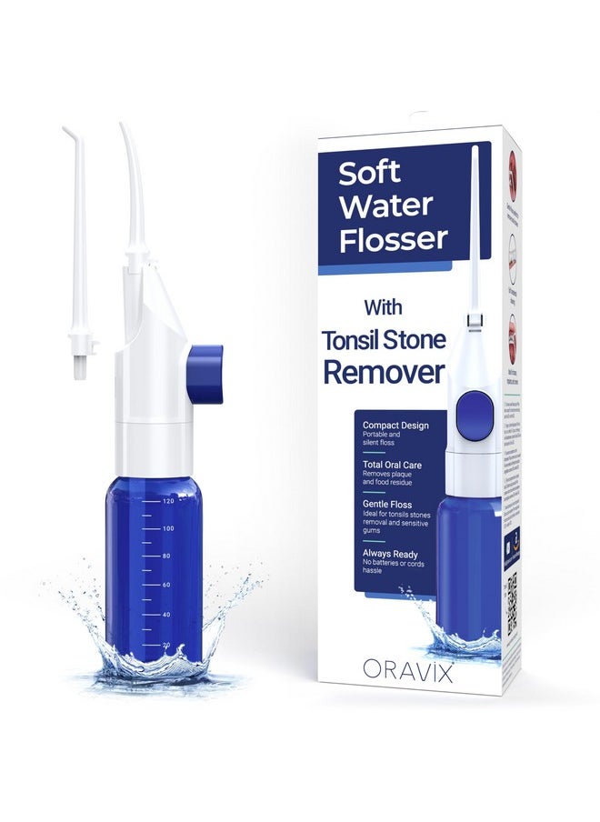 ORAVIX Dental Water Flosser Tonsil Stone Remover, Oral Irrigator Water Flosser, Gentle Water Flosser for Sensitive Teeth and Gums, Kids Water Flosser, Manual Water Flosser No Electricity or Batteries