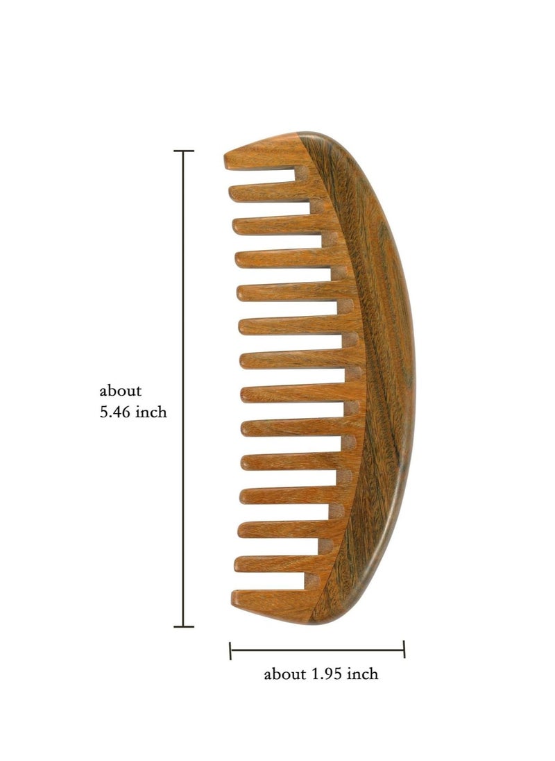 Louise Maelys Wooden Wide Tooth Comb for Curly Hair Anti-Static Sandalwood Hair Comb for Adults and Kids