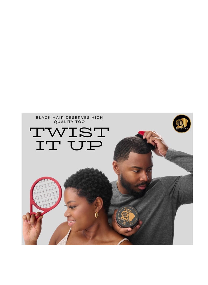 Twist It Up Comb with Gel (Unity Black) - Alternative to Hair Sponges for Black Men Curls and Sponge for Hair, Tennis Racket for Hair Twist Comb