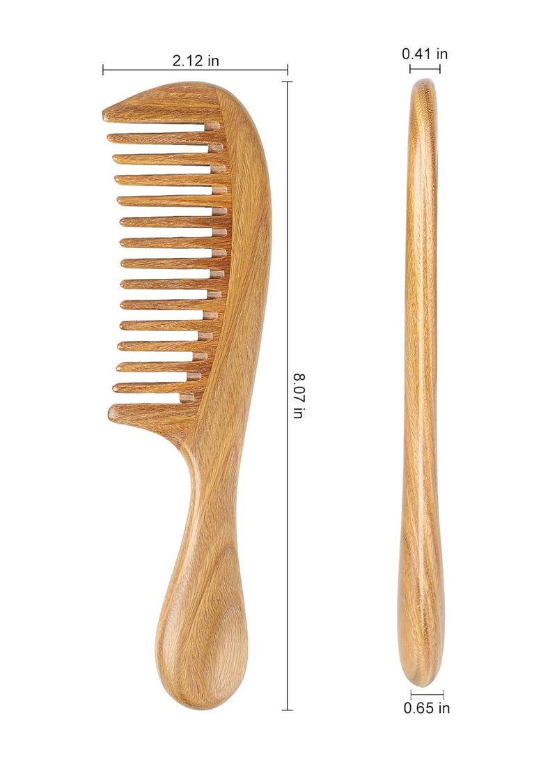 Onedor Handmade 100% Natural Green Sandalwood Hair Combs - Anti-Static Sandalwood Scent Natural Hair Detangler Wooden Comb (Wide Tooth),1 Count (Pack of 1)