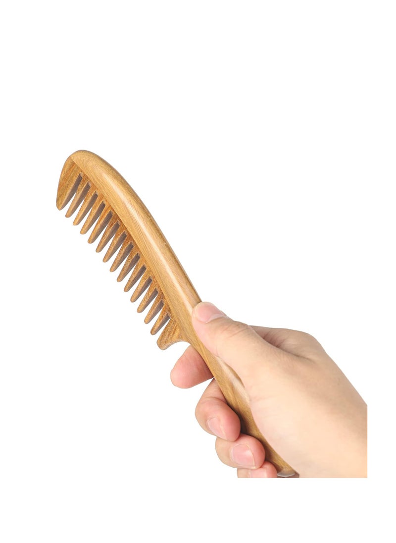 Onedor Handmade 100% Natural Green Sandalwood Hair Combs - Anti-Static Sandalwood Scent Natural Hair Detangler Wooden Comb (Wide Tooth),1 Count (Pack of 1)