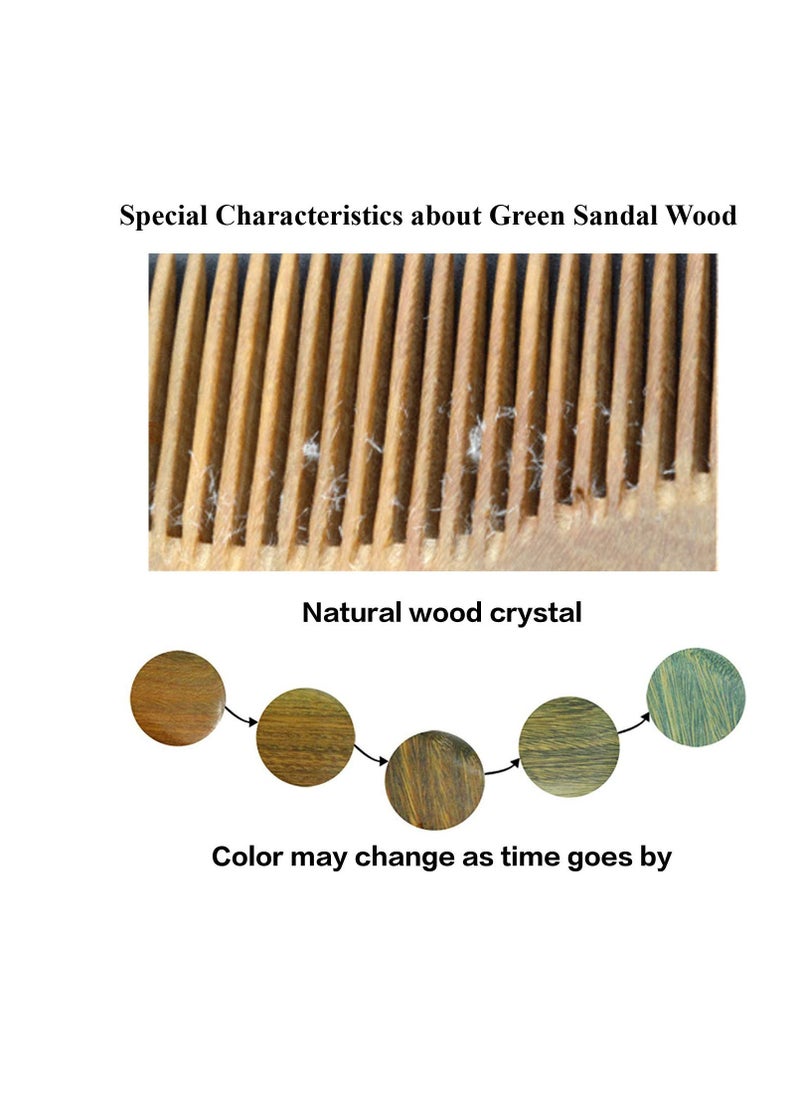 Onedor Handmade 100% Natural Green Sandalwood Hair Combs - Anti-Static Sandalwood Scent Natural Hair Detangler Wooden Comb (Wide Tooth),1 Count (Pack of 1)