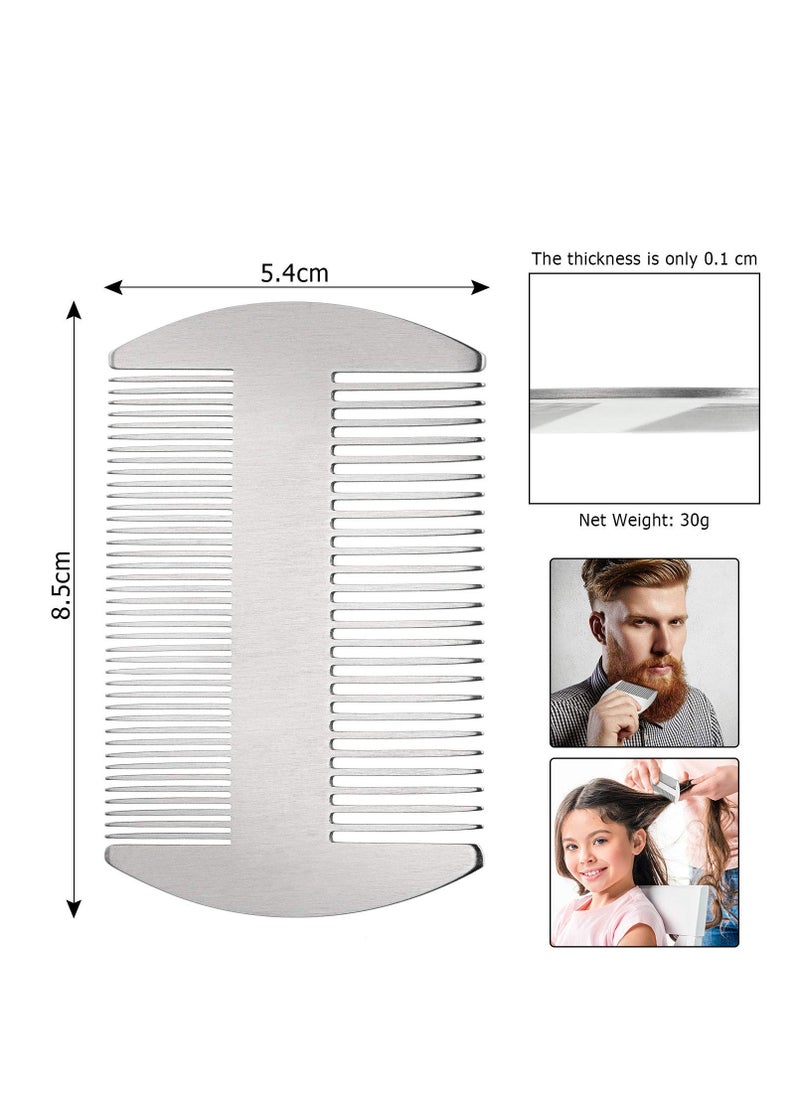 Boao 2 Pieces Metal Hair Combs for Women Men Beard Combs Metal Mustache Comb Lice Comb Wallet Fine Cutting Comb Teasing Barber Comb Stainless Steel Hair Styling Cutting Comb(Silver)