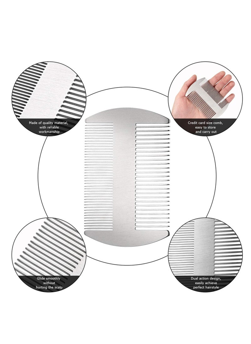 Boao 2 Pieces Metal Hair Combs for Women Men Beard Combs Metal Mustache Comb Lice Comb Wallet Fine Cutting Comb Teasing Barber Comb Stainless Steel Hair Styling Cutting Comb(Silver)