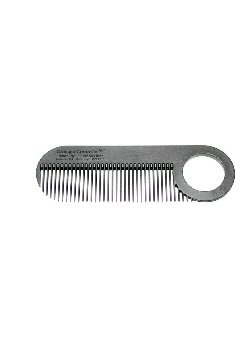 Chicago Comb Model 2 Carbon Fiber, Made in USA, Anti-static, 4 inches (10 cm) long, Fine-tooth, Pocket & Travel comb, for Thinner Hair, Beard & Mustache comb