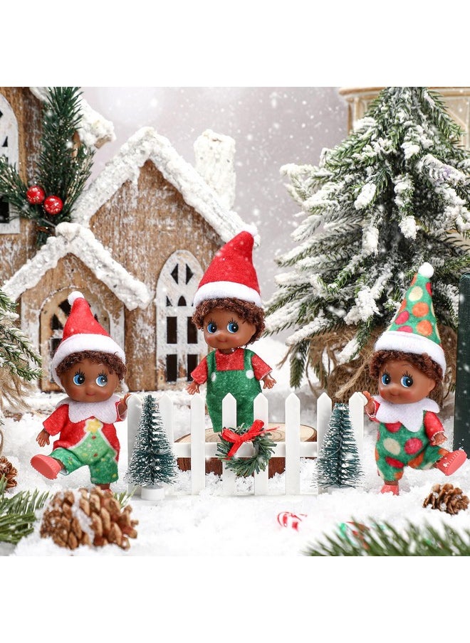 2 Pcs Christmas Elf Twins Ethnic Hispanic African American Black Elves Doll Xmas Figure Village Elf Accessories Decoration Advent Calendar Stocking Stuffer(Tree Style)